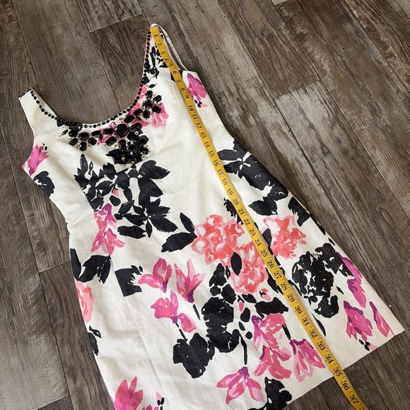 Lilly Pulitzer Portia Cameo Beaded Floral Dress Size 10 Floral Vacation - Picture 5 of 8